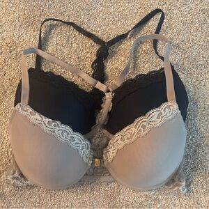 Natori Black and Tan Lace Trim Front Close Bra Lot 2